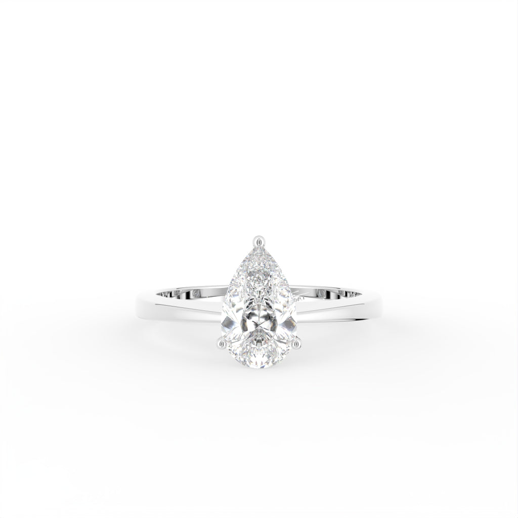 18K Pear Solitaire Diamond Ring — TOP