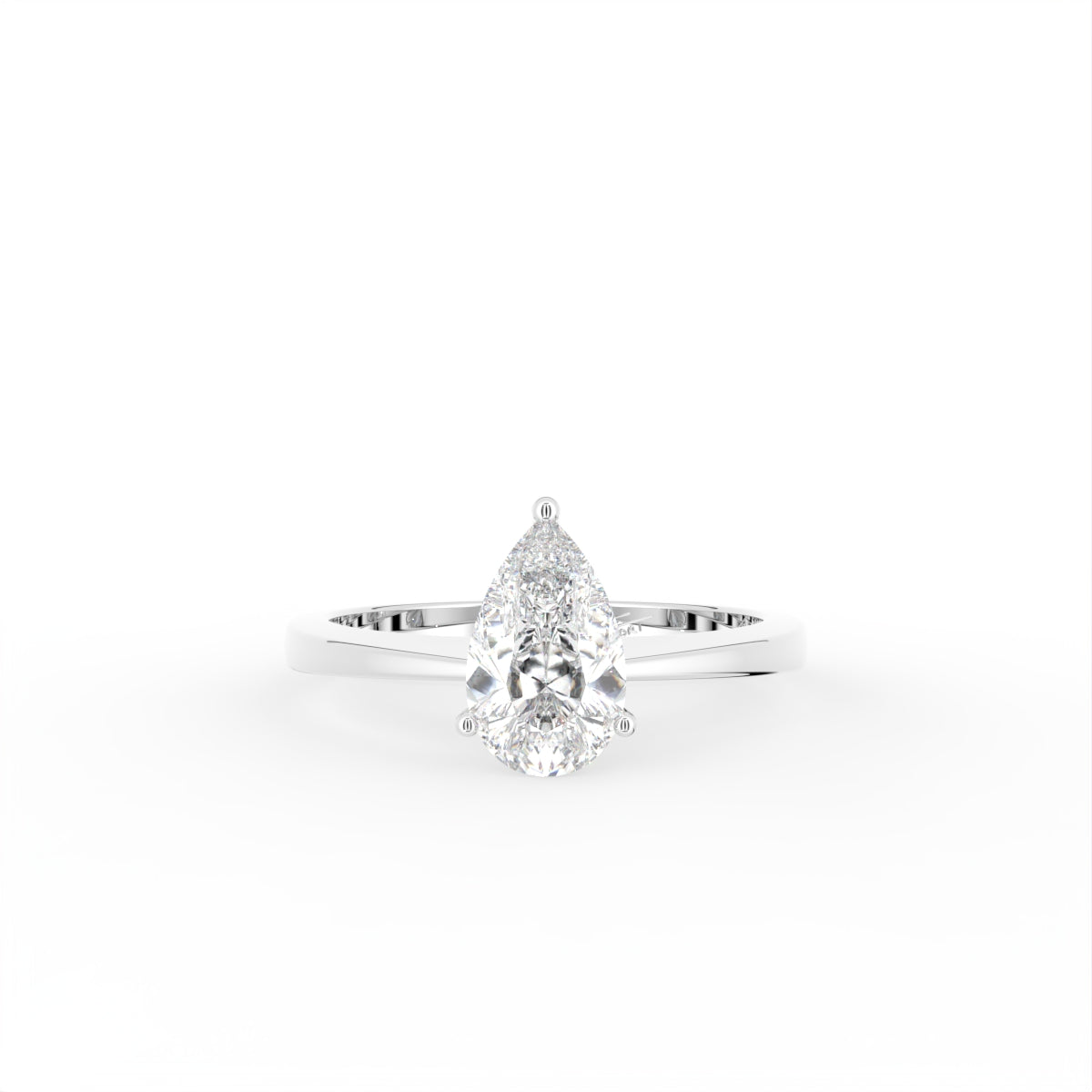 18K Pear Solitaire Diamond Ring — TOP