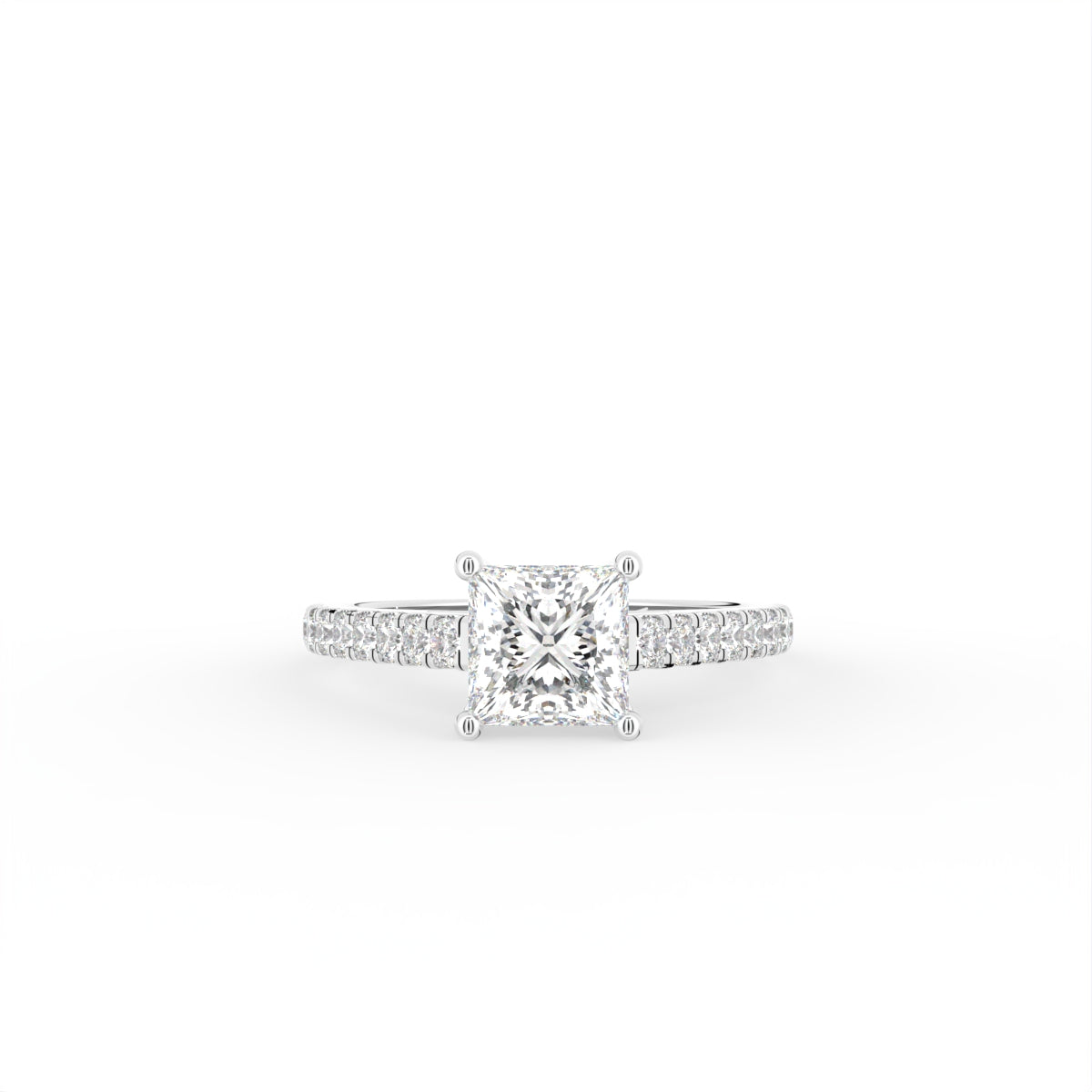 18K Solitaire Princess Diamond Engagement Ring — TOP