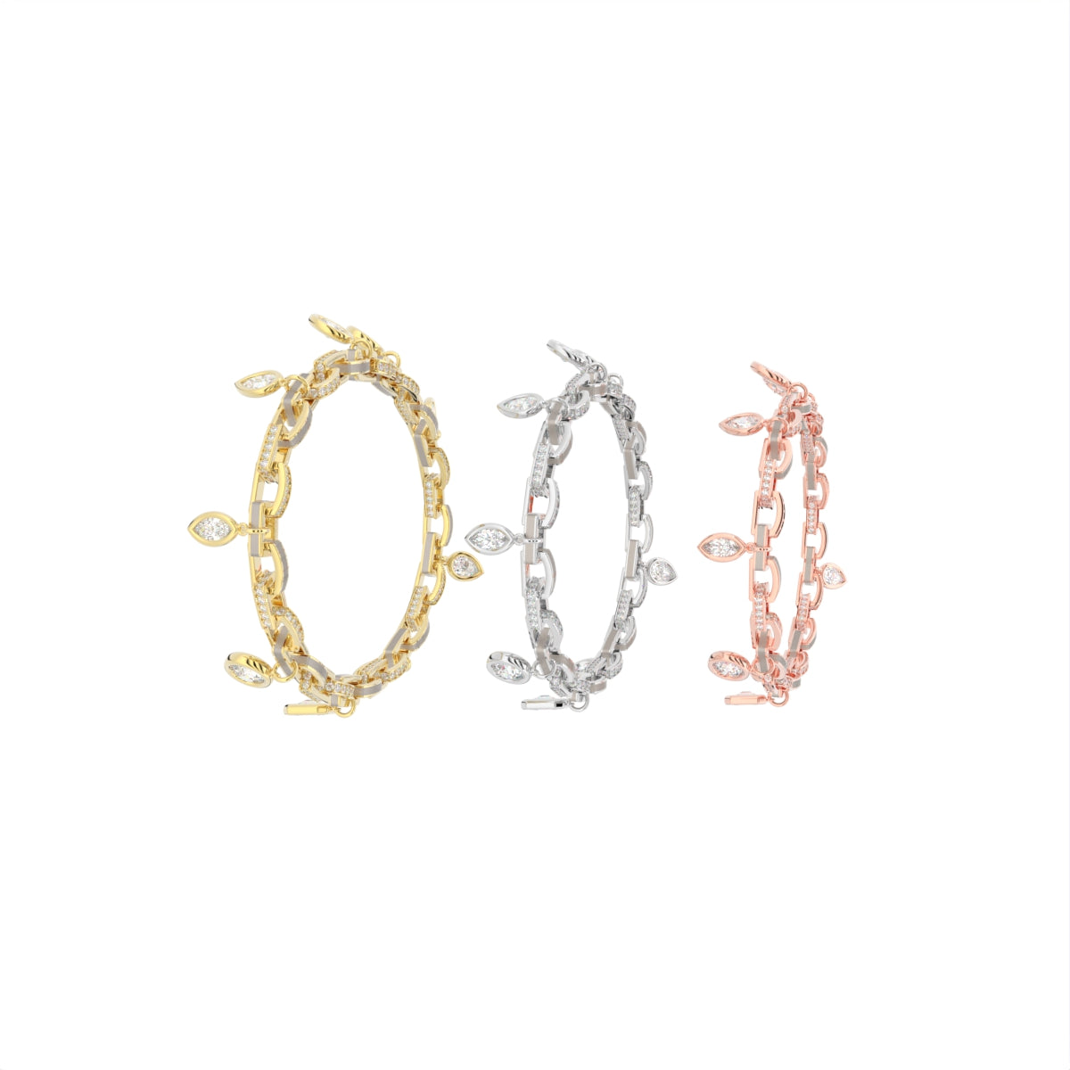 18K Charm Diamond Bracelet — 3 COLOR