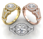 18K Bespoke Halo Round Diamond Ring — 3 COLOR