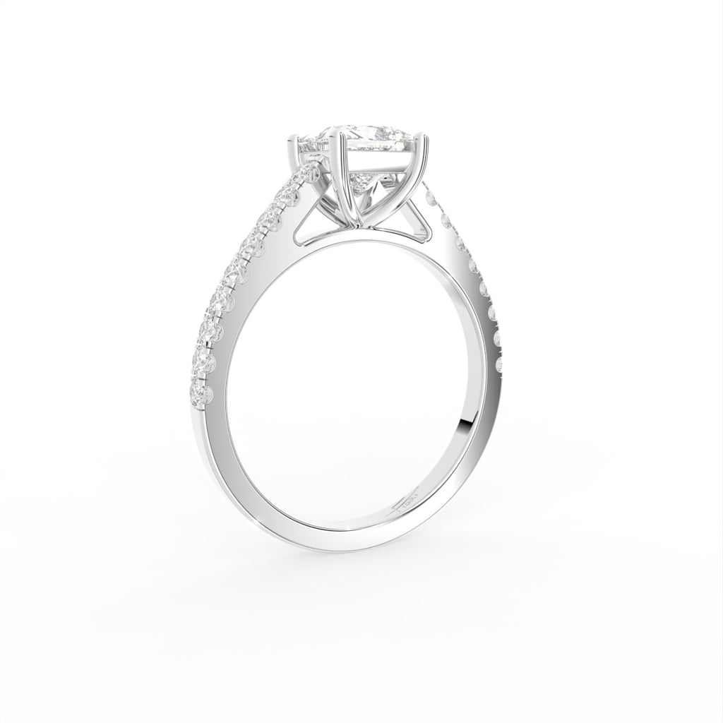 18K Solitaire Princess Diamond Engagement Ring — 3D VIEW