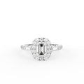 18K Halo Emerald Diamond Ring — TOP