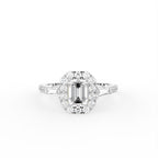 18K Halo Emerald Diamond Ring — TOP