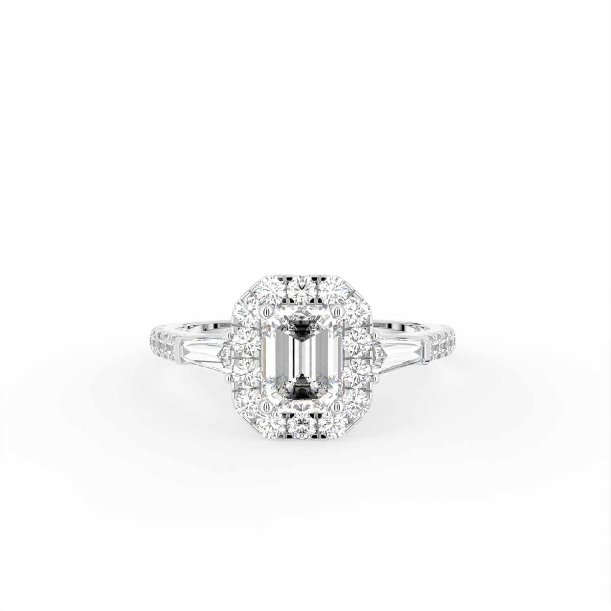 18K Halo Emerald Diamond Ring — TOP