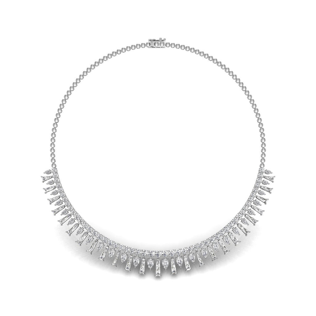 14K White Gold Fringe Diamond Choker Necklace — TOP