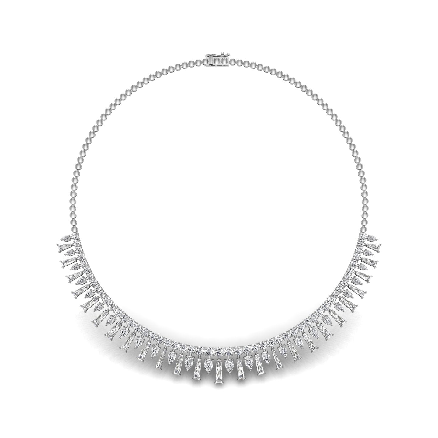 14K White Gold Fringe Diamond Choker Necklace — TOP