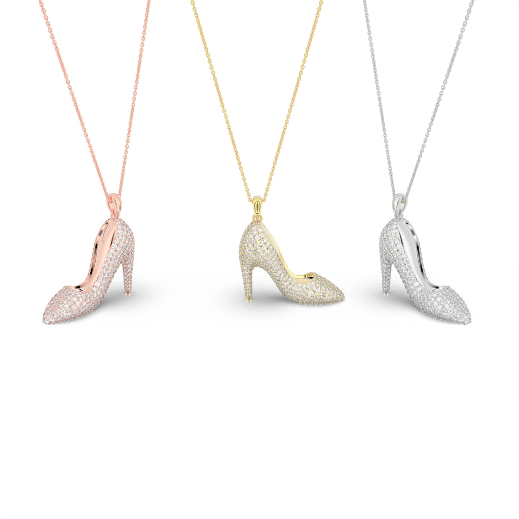 18K Stiletto Pave Diamond Pendant — 3 COLOR