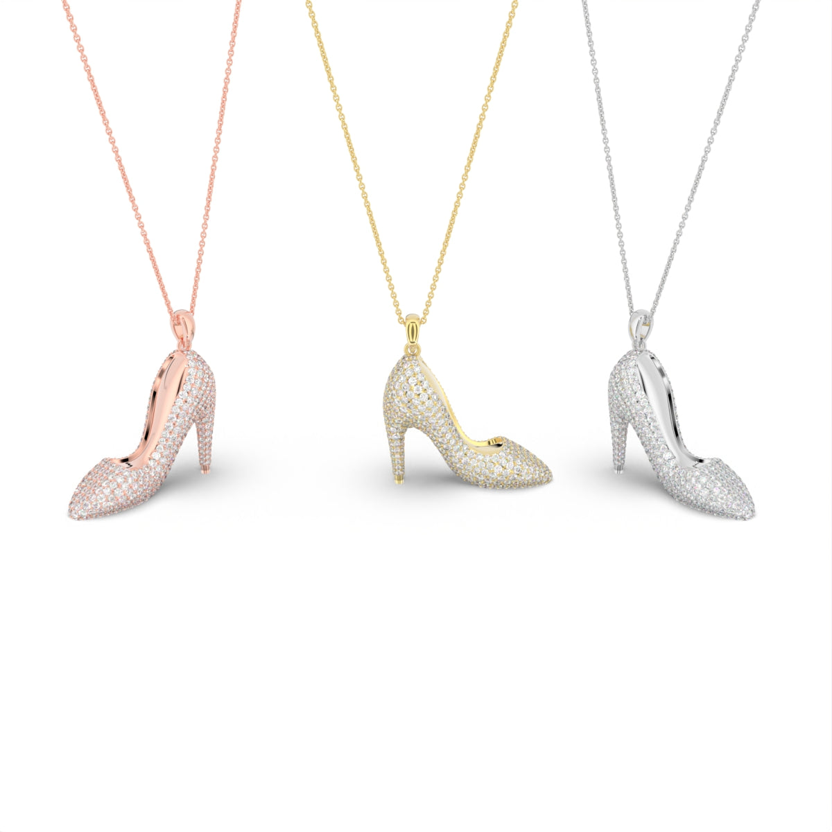18K Stiletto Pave Diamond Pendant — 3 COLOR