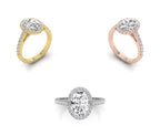 18K White Gold Halo Oval Diamond Engagement Ring — 3 COLOR