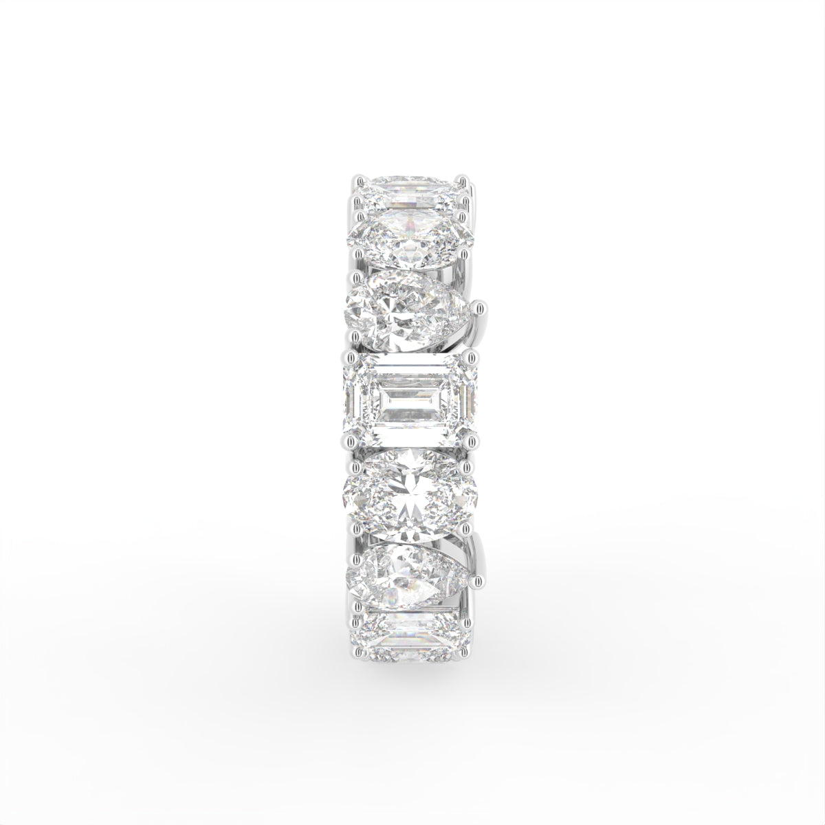 18K Full Eternity Emerald Cut Diamond Ring — SIDE