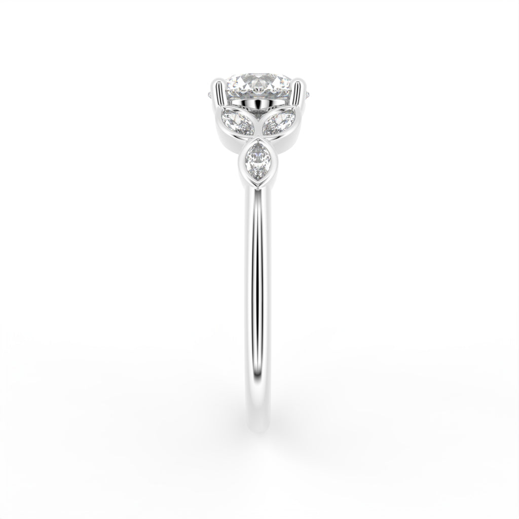 18K White Gold Round Diamond Ring — SIDE