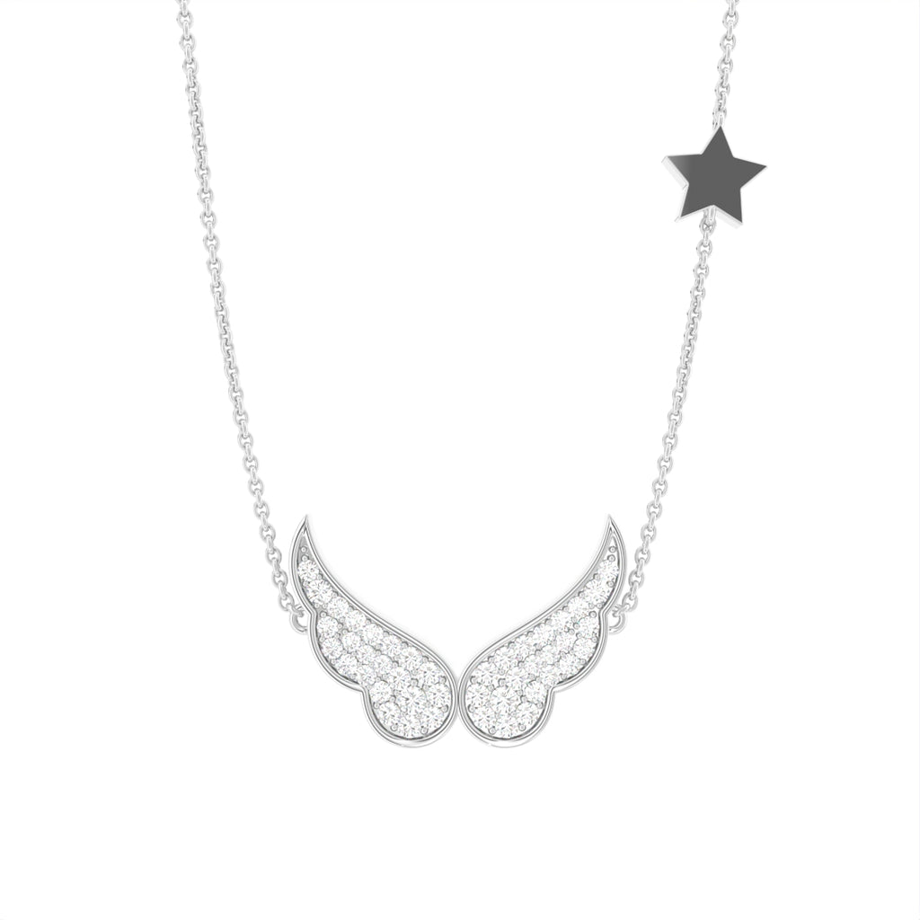 vimg:FJ6482|vimg:FJ3365|vimg:FJ3374|vimg:FJ3336|vimg:FJ3326|vimg:FJ3323|18K Wings Round Diamond Pendant — FRONT