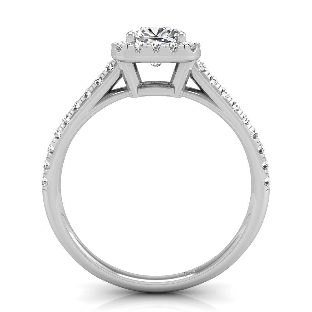 18K Halo Round Diamond Ring — FRONT