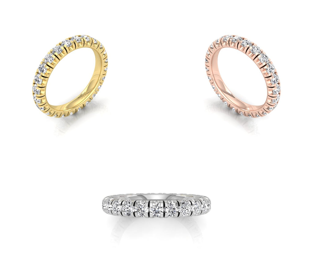 14K Full Eternity Diamond Ring — 3 COLOR