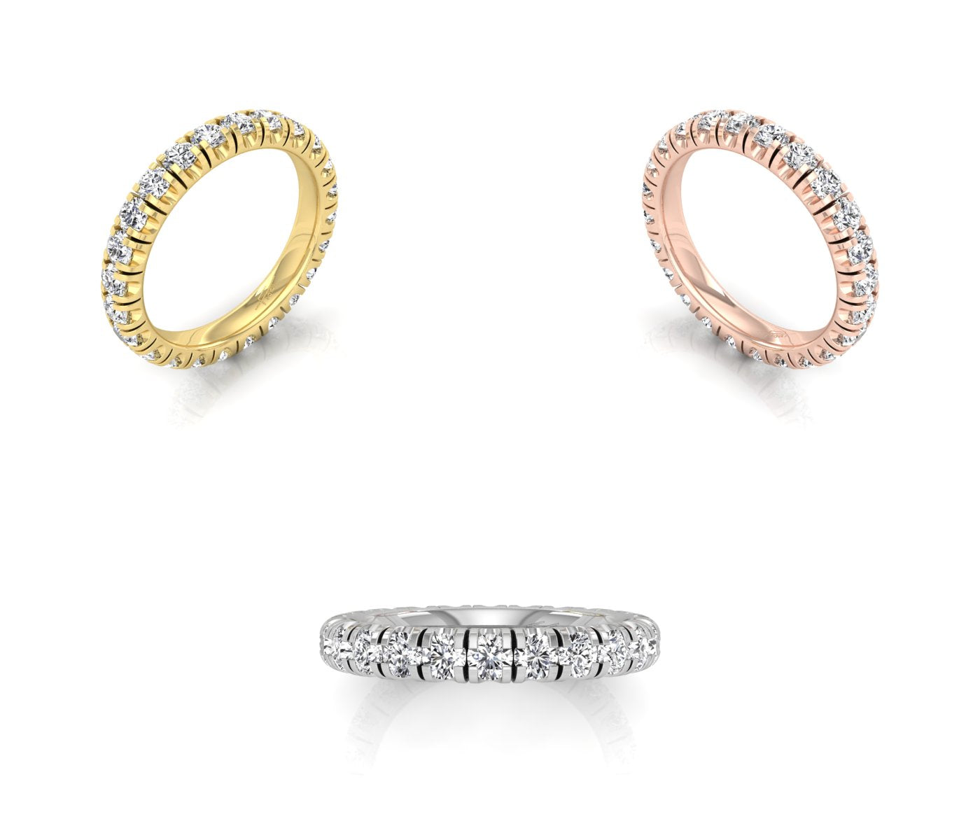 14K Full Eternity Diamond Ring — 3 COLOR