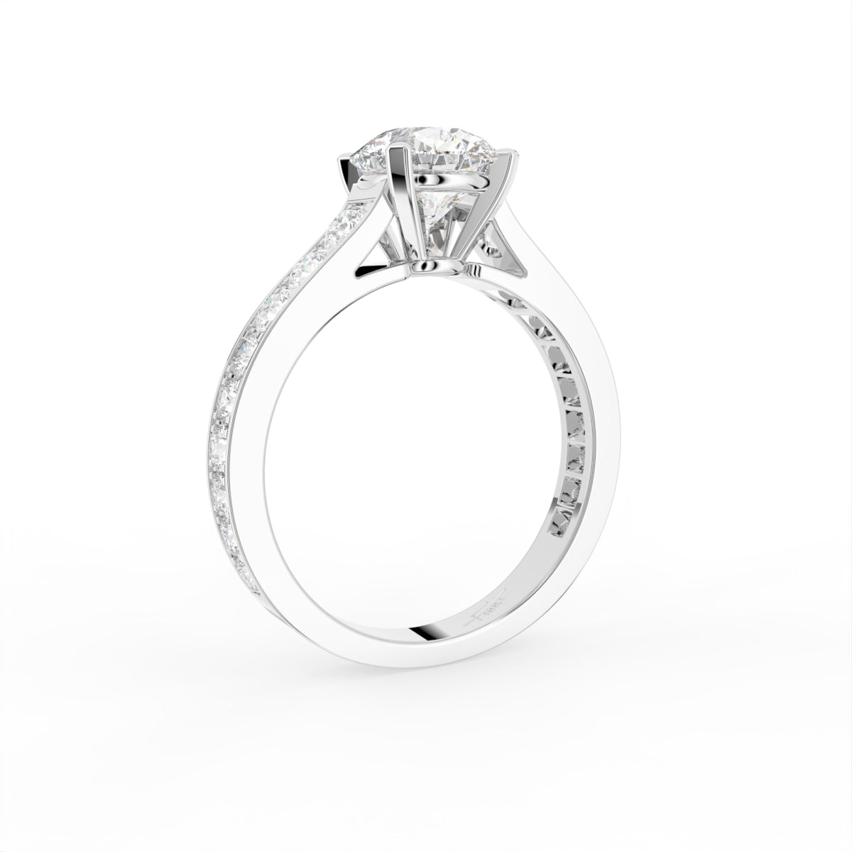 18K Round Solitaire Diamond Ring — 3D VIEW