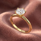 18K Solitaire Round Diamond Engagement Ring — AI cloth, in-house