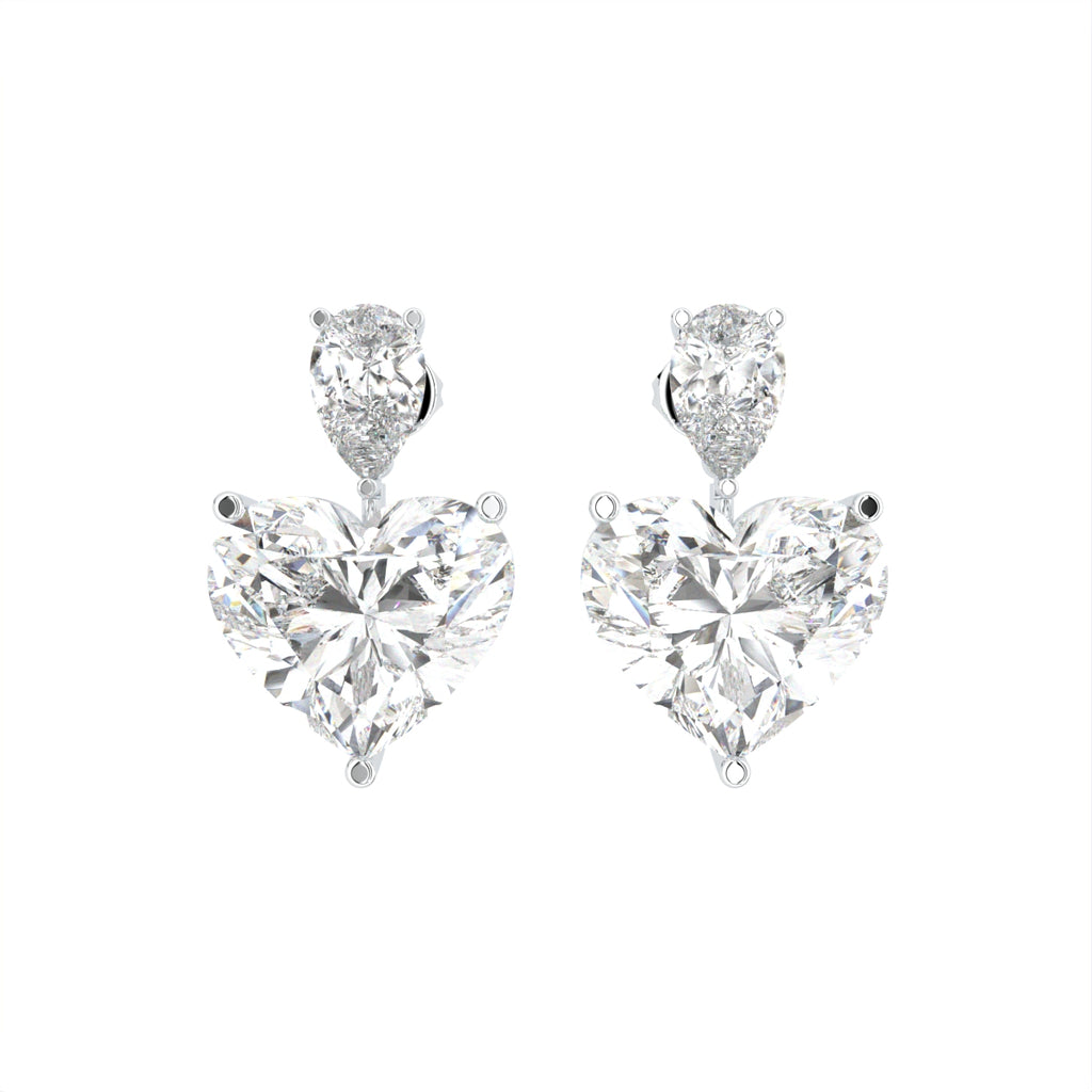 18K Pear Heart Diamond Drop Earrings — TOP