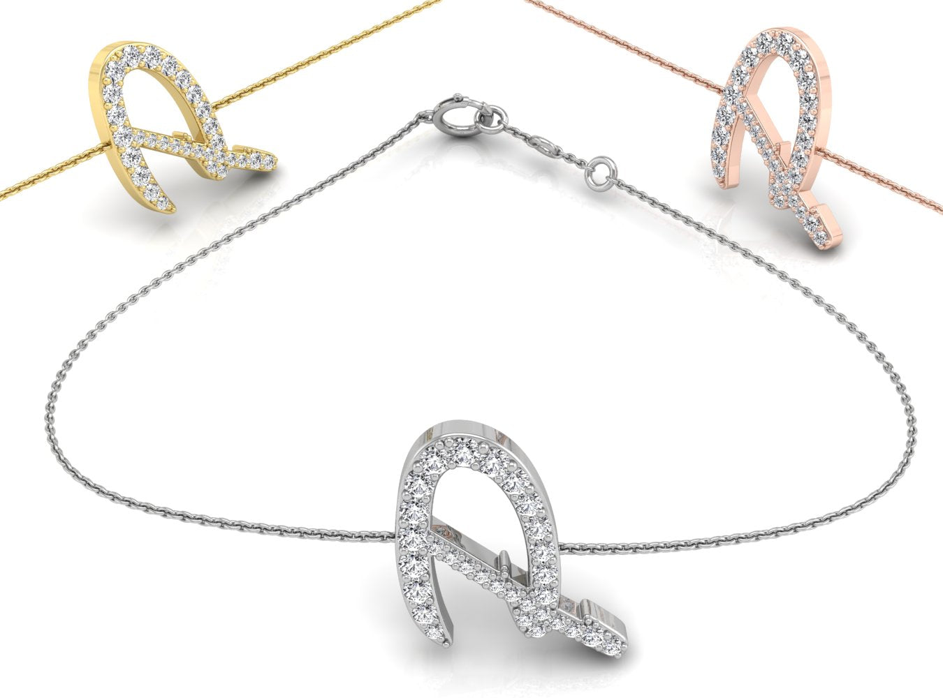 18K Alphabet Diamond Bracelet — 3 COLOR