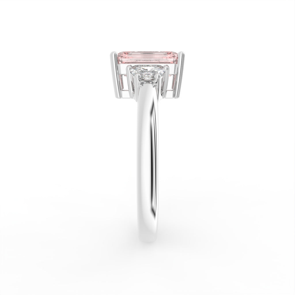 vimg:FJ2296|18K Trilogy Emerald-Cut Diamond Ring — SIDE