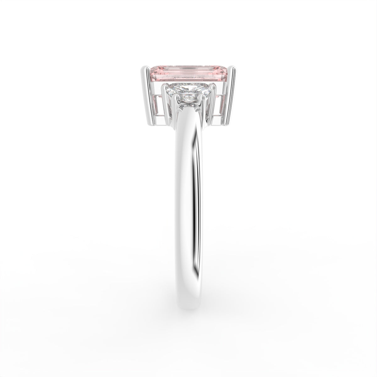 vimg:FJ2296|18K Trilogy Emerald-Cut Diamond Ring — SIDE