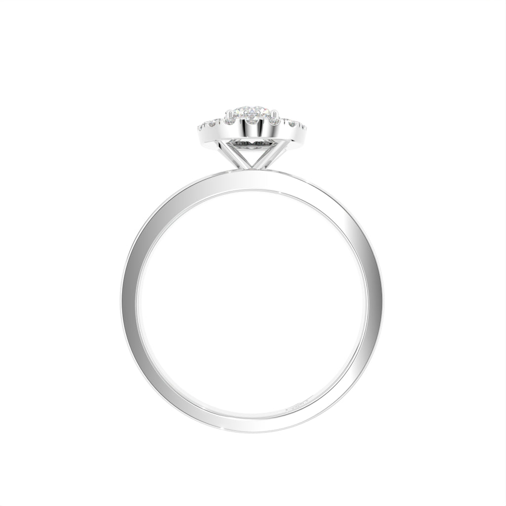 18K Halo Round Diamond Ring — FRONT