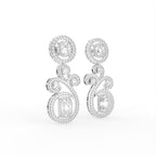 18K Emerald Round Bespoke Diamond Earrings — 3D VIEW