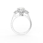18K Trilogy Oval Half Moon Diamond Ring — FRONT