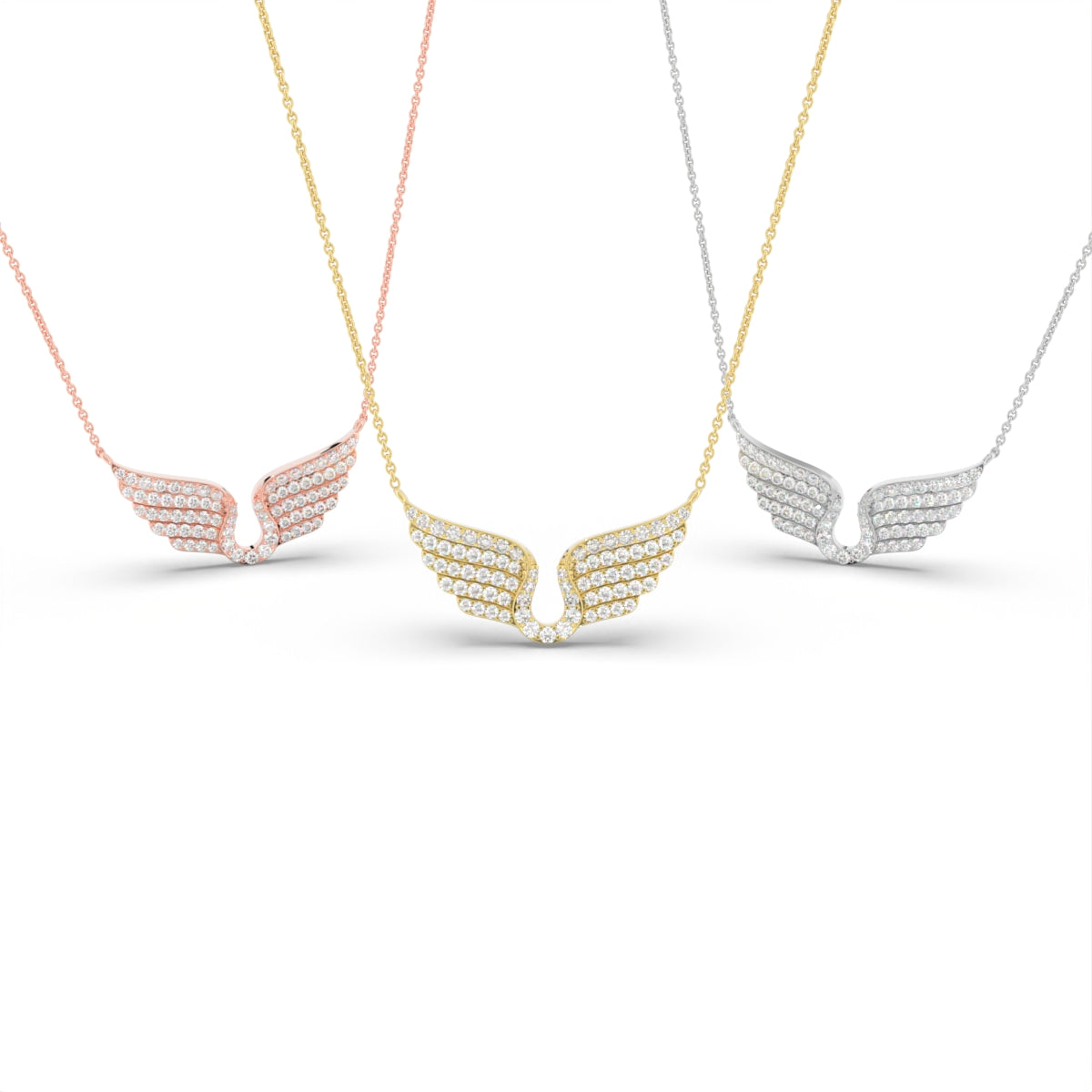 18K Angel Wings Pave Diamond Pendant — 3 COLOR