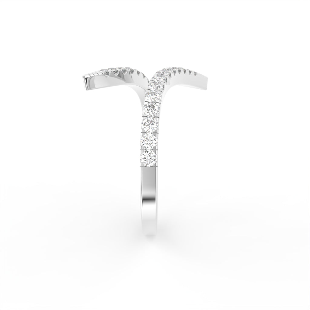 18K Rose Gold Round Diamond Open Ring — SIDE