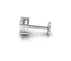 14K White Gold Princess Diamond Stud Earrings — SIDE VIEW