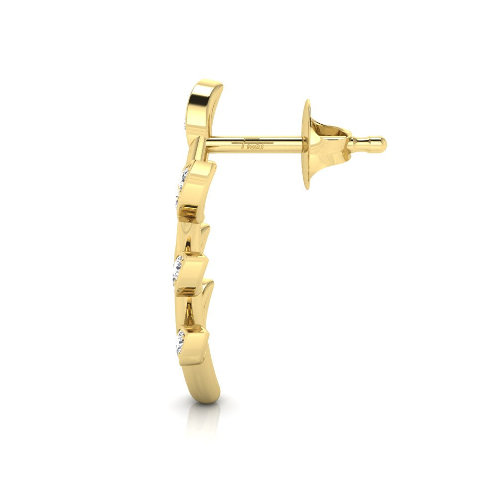 18K Leaf Diamond Earrings — SIDE VIEW