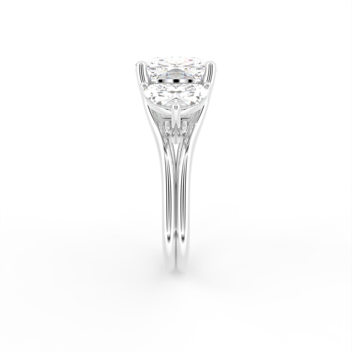 18K Trilogy Radiant Diamond Ring — SIDE