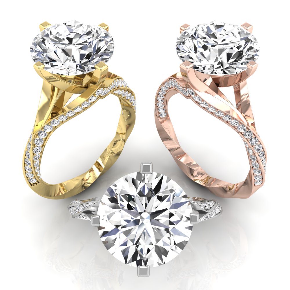 18K Solitaire Round Diamond Engagement Ring — 3 COLOR