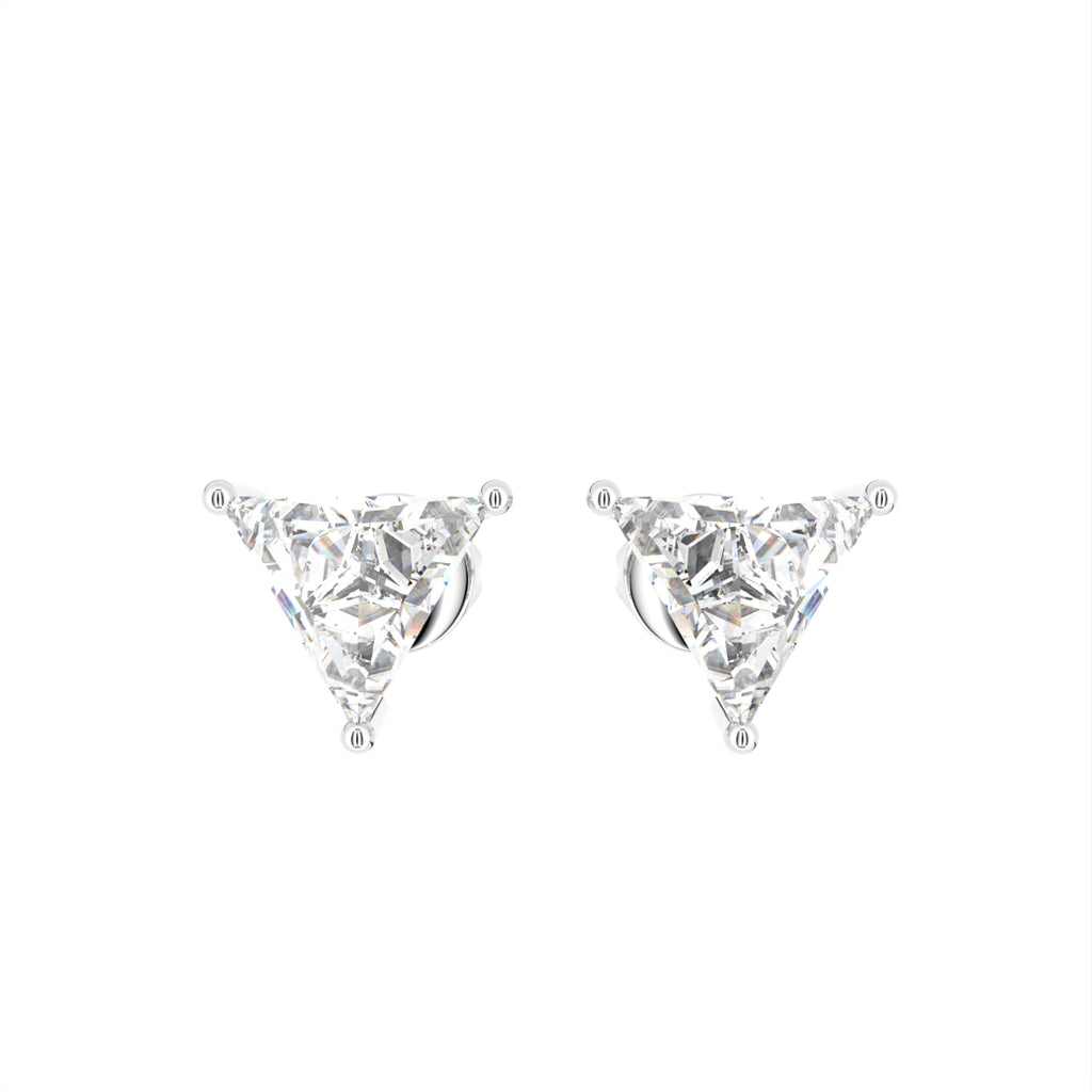 18K Triangle Solitaire Diamond Earrings — TOP