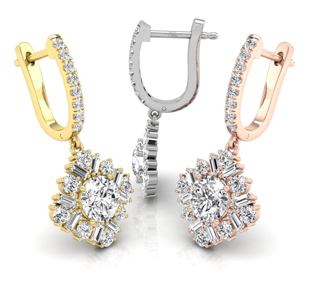 18K Drop Diamond Earrings — 3 COLOR