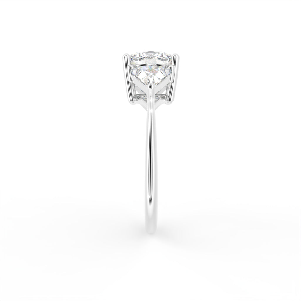 vimg:Z00309|18K Trilogy Cushion Diamond Ring — SIDE