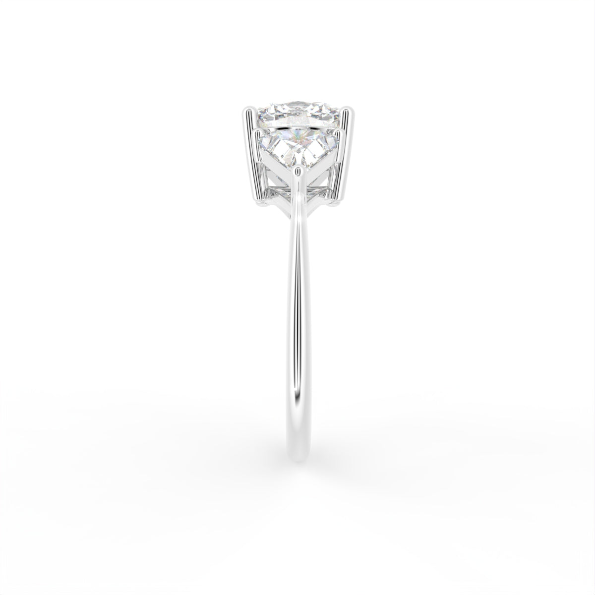 vimg:Z00309|18K Trilogy Cushion Diamond Ring — SIDE