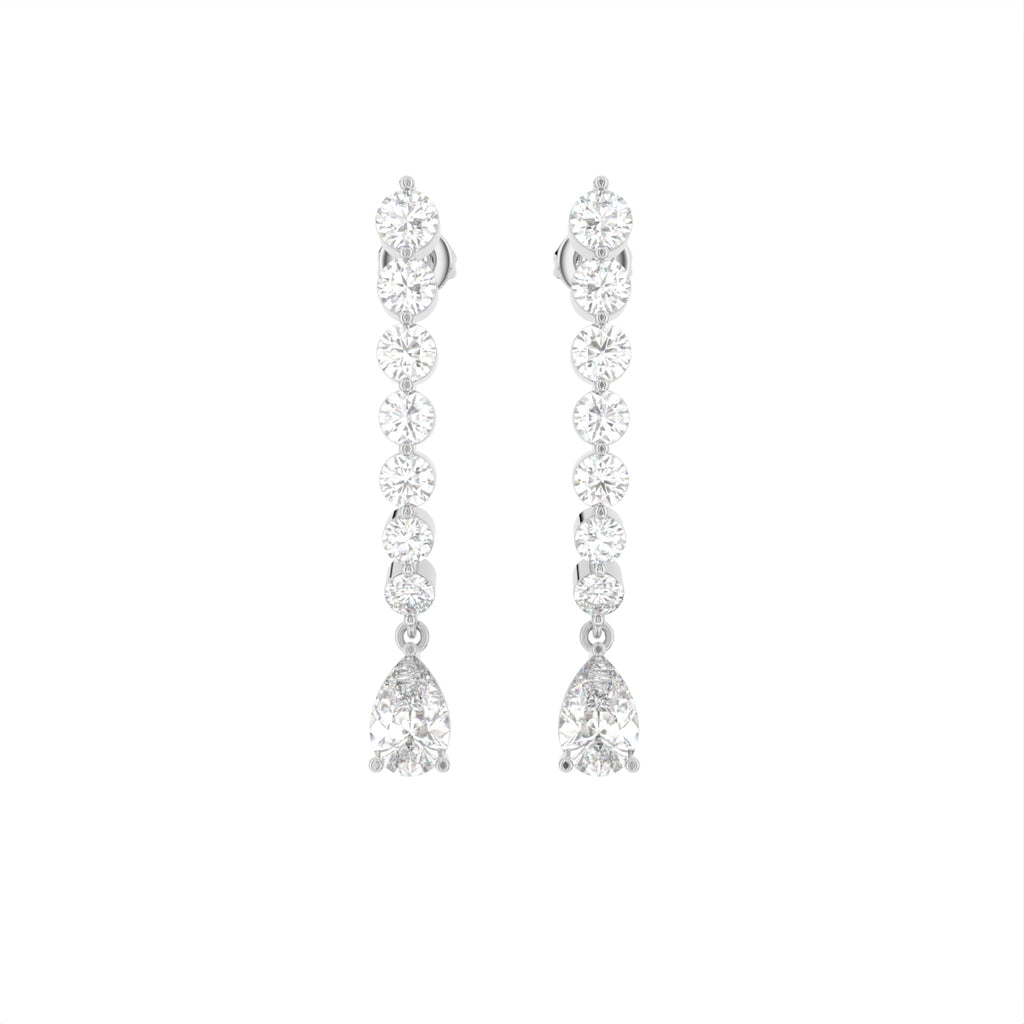 18K Pear Diamond Drop Earrings — TOP