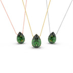 18K Yellow Gold Solitaire Pear Emerald Pendant — 3 COLOR
