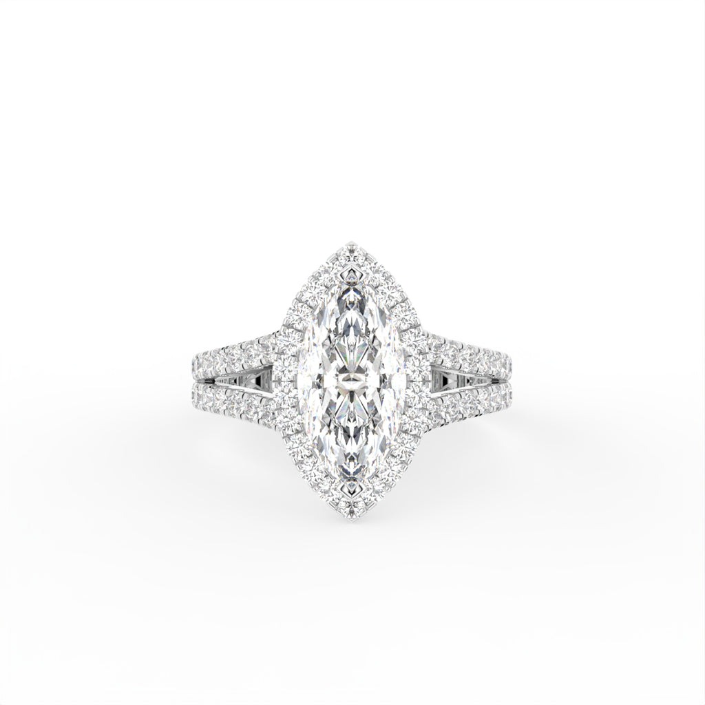 18K Halo Marquise Diamond Engagement Ring — TOP