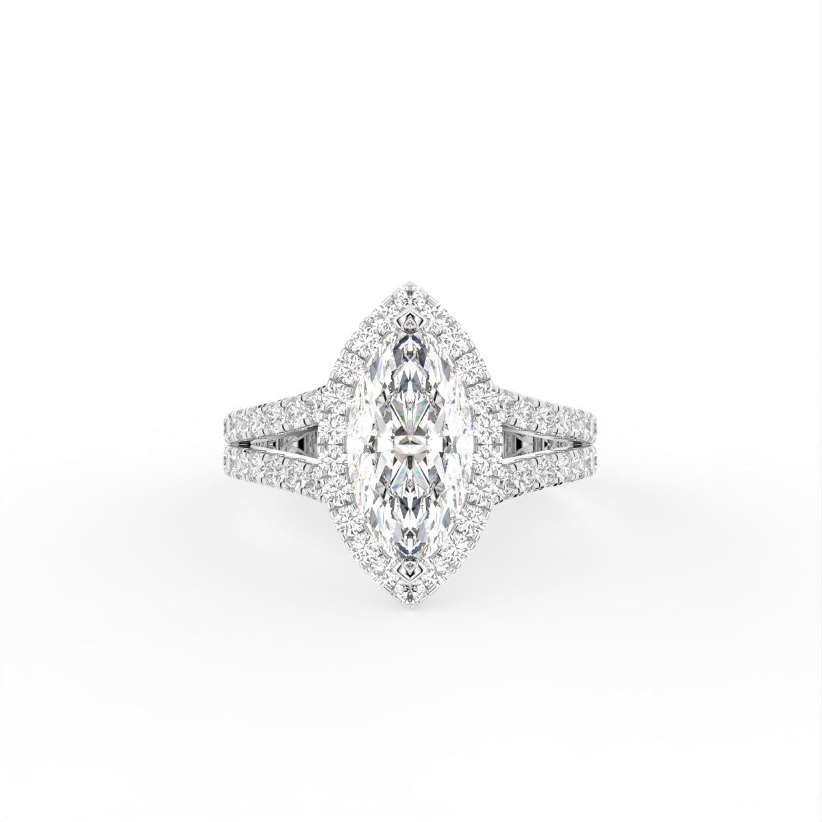 18K Halo Marquise Diamond Engagement Ring — TOP