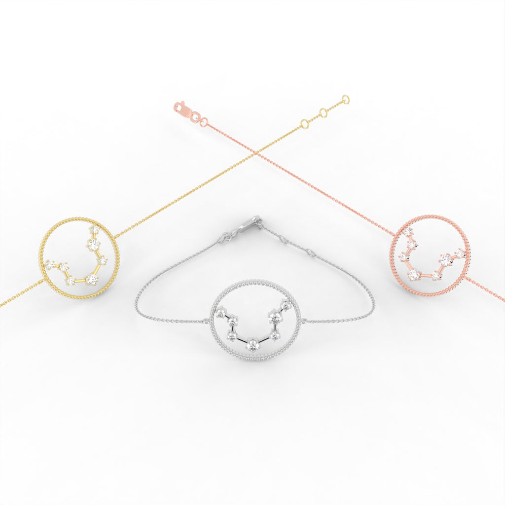 18K Aquarius Constellation Diamond Bracelet — 3 COLOR