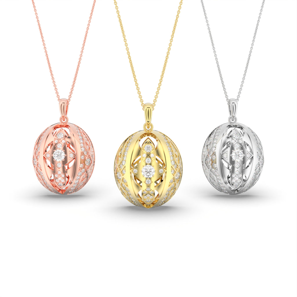 18K Bespoke Geometric Diamond Pendant — 3 COLOR