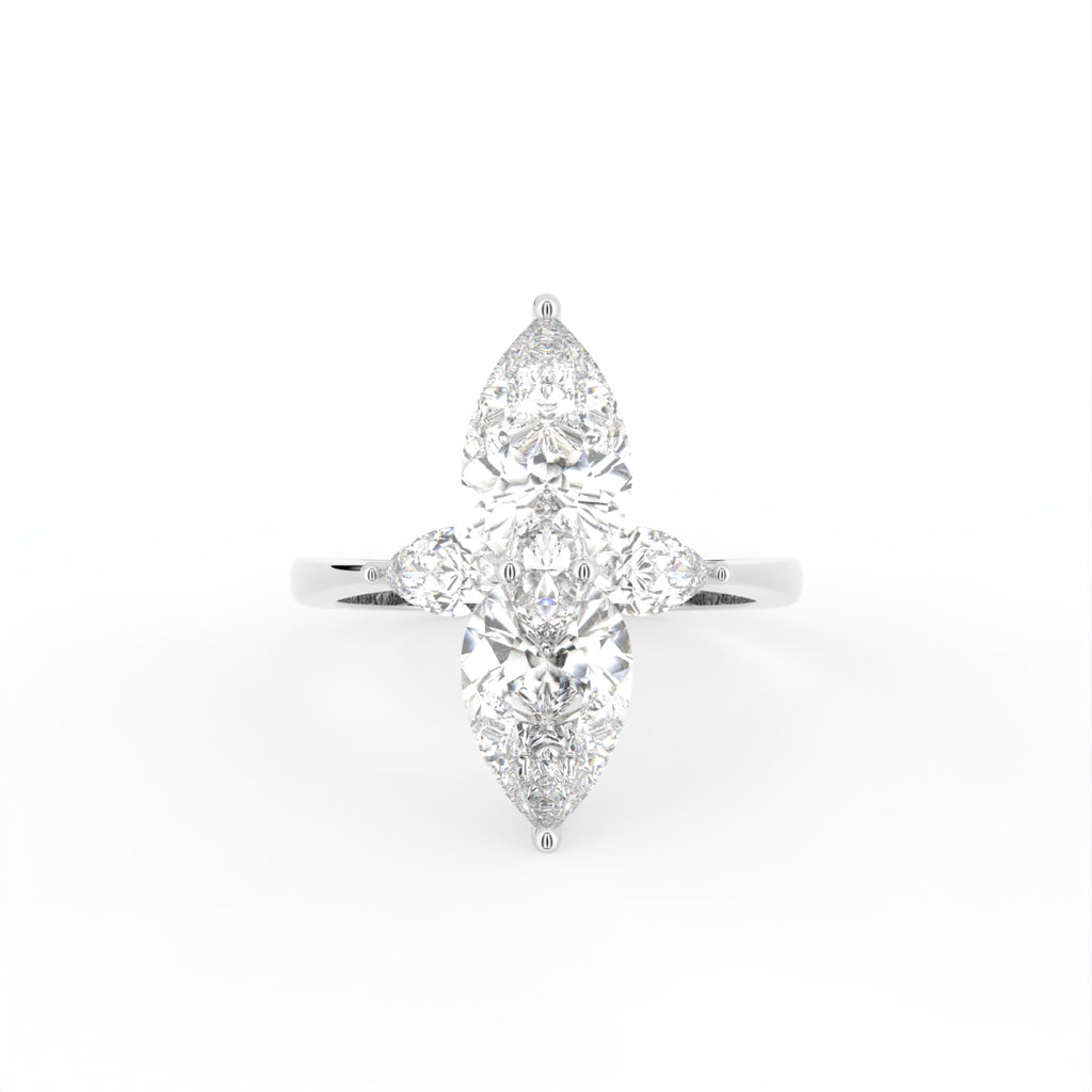18K Pear Cluster Diamond Ring — TOP