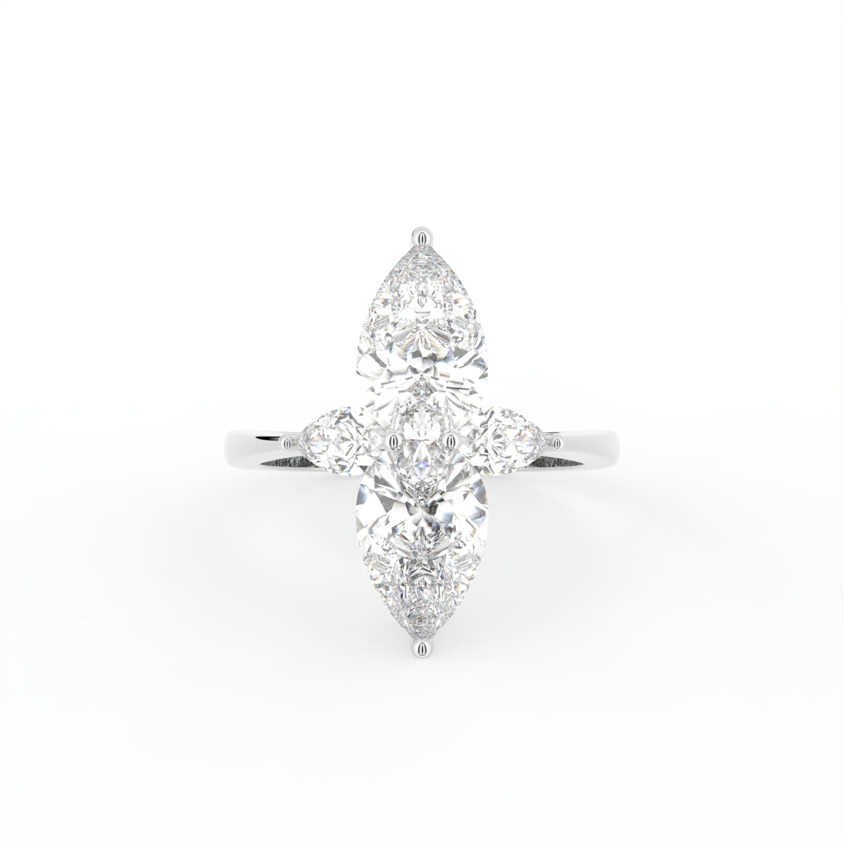 18K Pear Cluster Diamond Ring — TOP