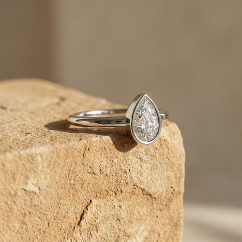 14K Solitaire Pear Diamond Promise Ring