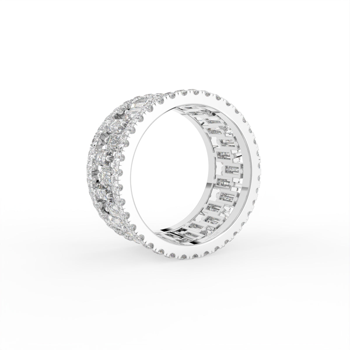 18K Full Eternity Diamond Band Ring — 3D VIEW