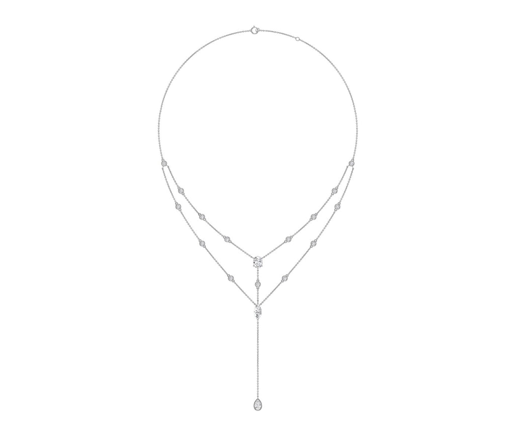 18K Cluster Diamond Pendant Necklace — TOP